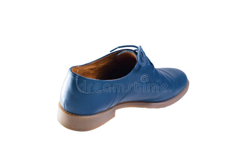 Blue Leather Shoes in Perspective and Isolated on White Stock Photo ...