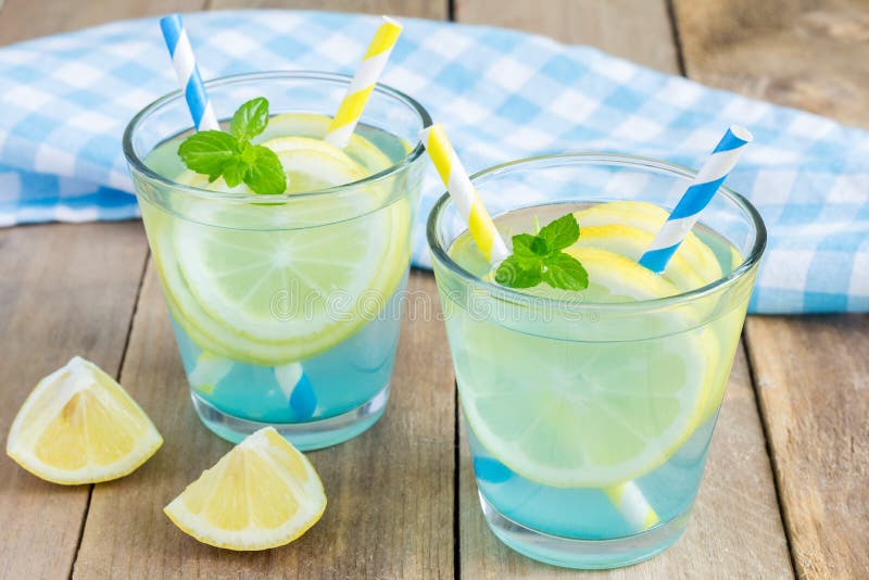 Blue Lemonade with Fresh Lemons Stock Photo Image of glamour, diet 55731254