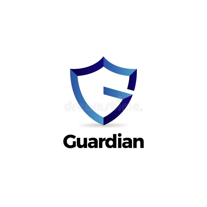 Blue Letter G Shield Guardian Logo Template Stock Illustration