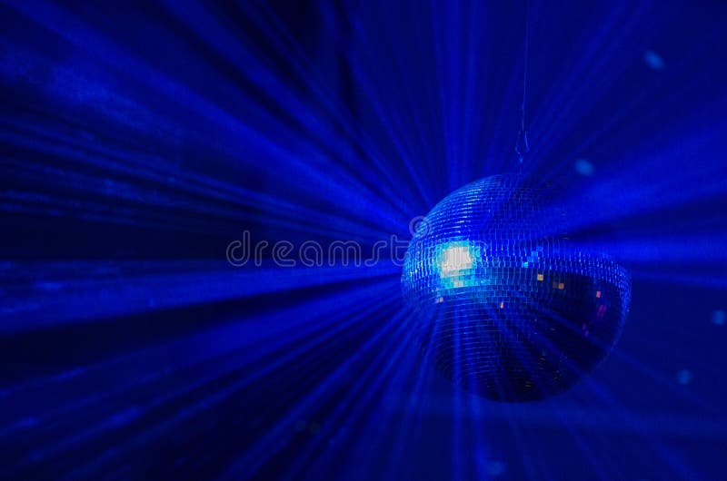 Blue Light Reflects Off Disco Ball Through Smoke Stock Image Image