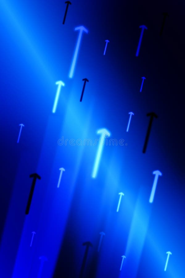 Blue light of up arrows on dark background royalty free illustration