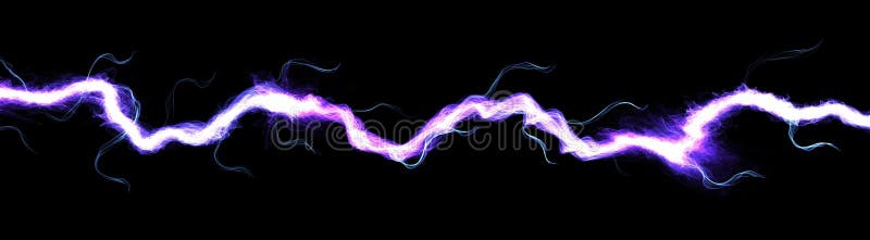 Blue lightning, power energy charge, black abstract background. Blitz effect. Night storm flash, thunderstorm. Thunder shock stock photo