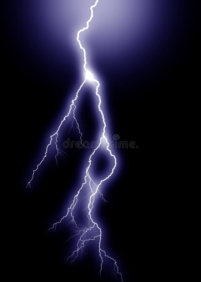 Blue Lightning, vertical vector illustration