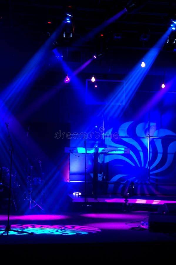 Stage blue lights Lights and patterns with musical instruments