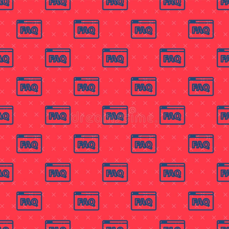 Blue line Browser FAQ icon isolated seamless pattern on red background. Internet communication protocol. Vector vector illustration