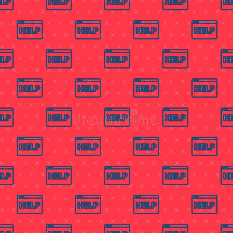 Blue line Browser help icon isolated seamless pattern on red background. Internet communication protocol. Vector royalty free illustration