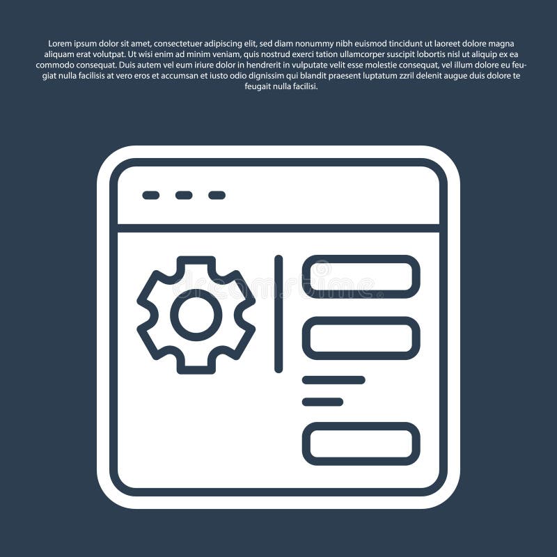 Blue line Browser setting icon isolated on blue background. Adjusting, service, maintenance, repair, fixing. Vector stock illustration