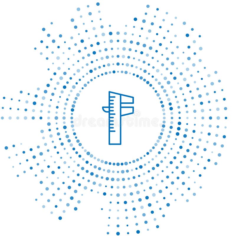 Blue Line Calliper or Caliper and Scale Icon Isolated on White