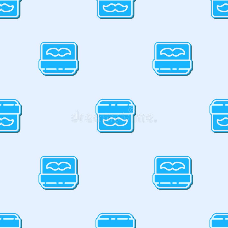 Blue line Cream or lotion cosmetic jar icon isolated seamless pattern on grey background. Body care products for men royalty free illustration