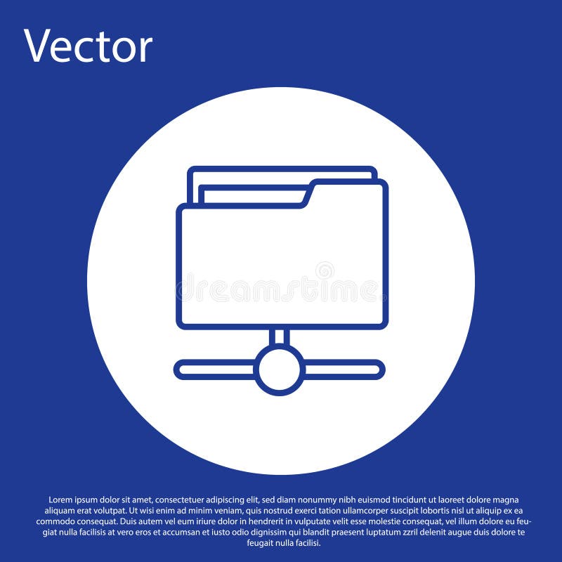 Blue line FTP folder icon isolated on blue background. Software update, transfer protocol, router, teamwork tool stock illustration