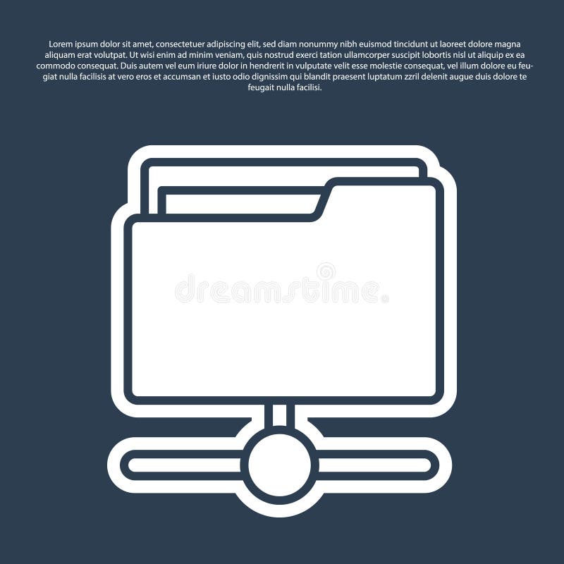 Blue line FTP folder icon isolated on blue background. Software update, transfer protocol, router, teamwork tool stock illustration