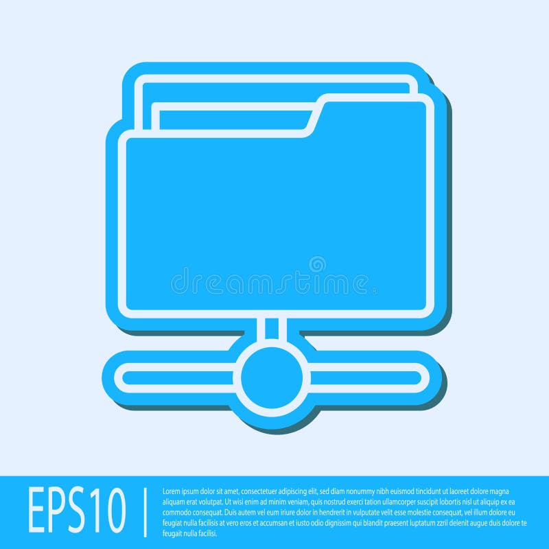 Blue line FTP folder icon isolated on grey background. Software update, transfer protocol, router, teamwork tool royalty free illustration