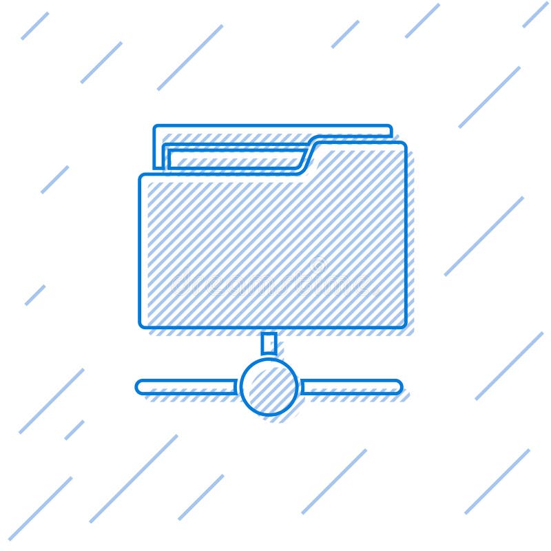 Blue line FTP folder icon isolated on white background. Software update, transfer protocol, router, teamwork tool vector illustration