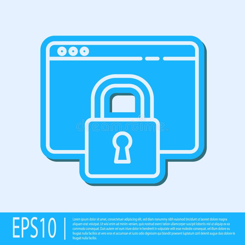 Blue line Secure your site with HTTPS, SSL icon isolated on grey background. Internet communication protocol. Vector royalty free illustration