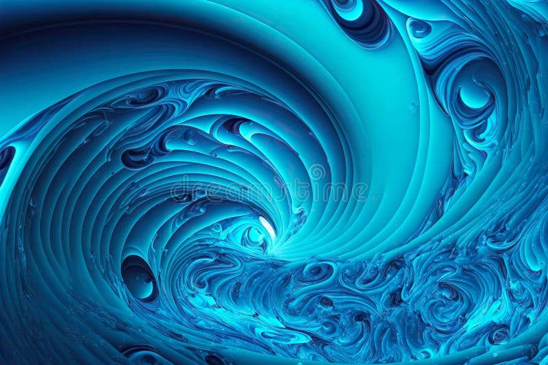 Blue Liquid Swirl and Wave Abstract Background Stock Illustration