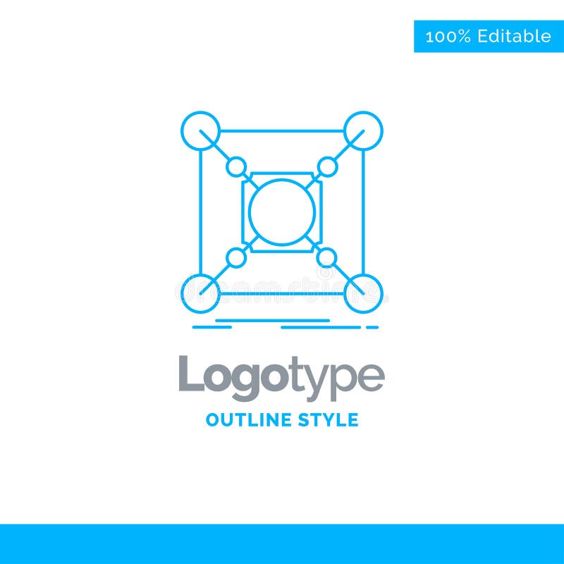Blue Logo design for Base, center, connection, data, hub. Busine stock illustration