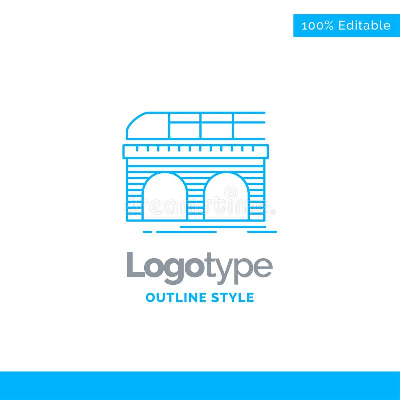 Blue Logo design for metro, railroad, railway, train, transport stock illustration