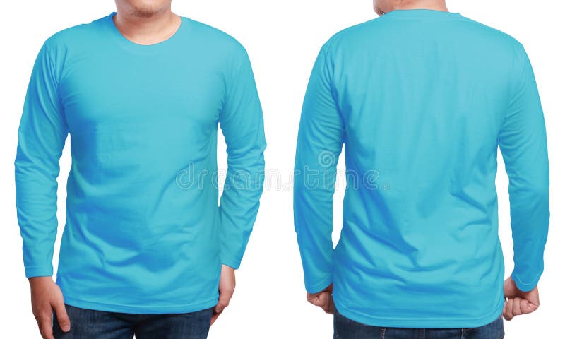 Blue Long Sleeved Shirt Design Template Stock Image - Image of front ...