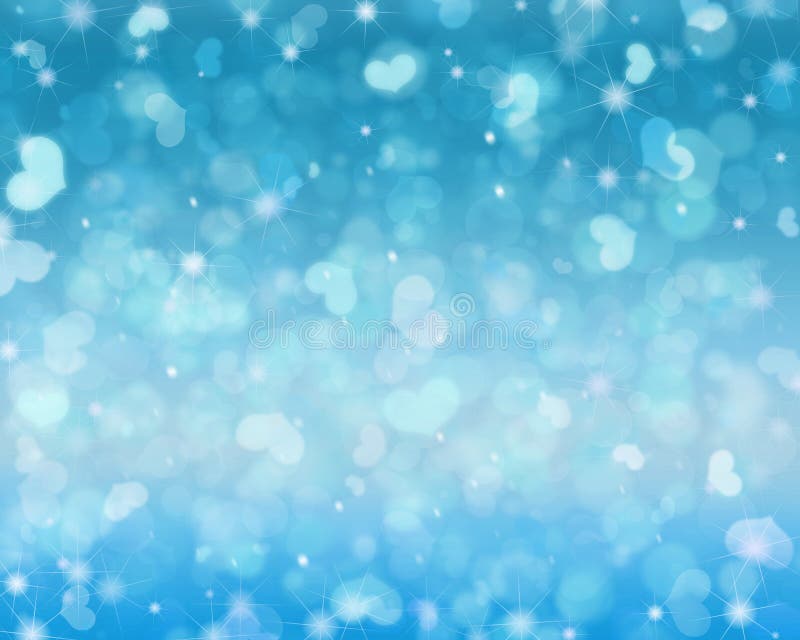 Blue magic background with hearts, bokeh, sparkle. royalty free stock photos
