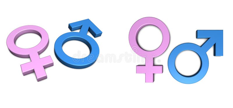 Blue Male/Pink Female Symbol on White royalty free illustration
