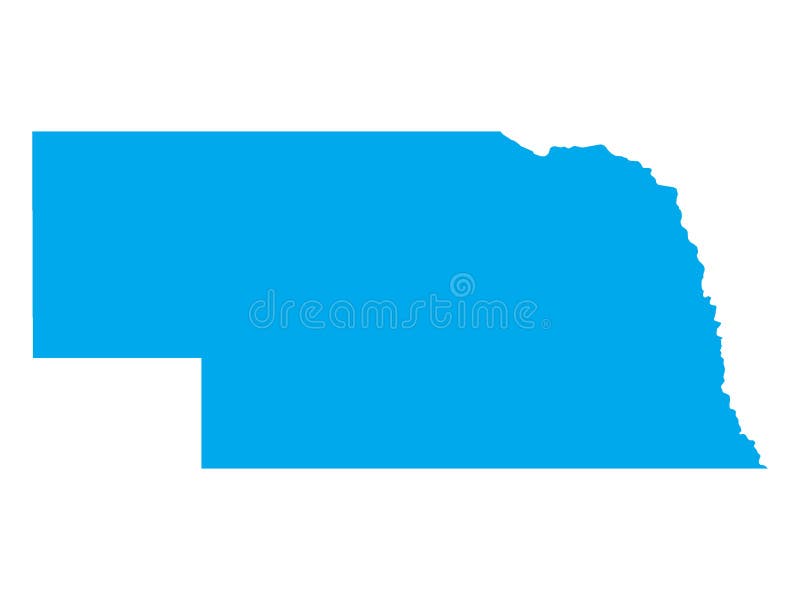 Blue Map of US State of Nebraska Stock Vector Illustration of north