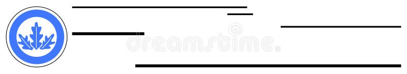 Blue Maple Leaf Logo with Horizontal Black Lines for Simplicity and Design Balance stock illustration