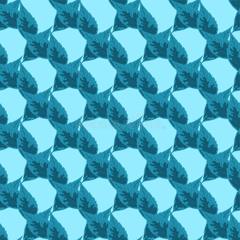 Blue maple leaves repeat pattern stock illustration