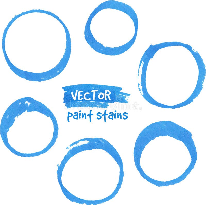 Blue marker paint vector circles set