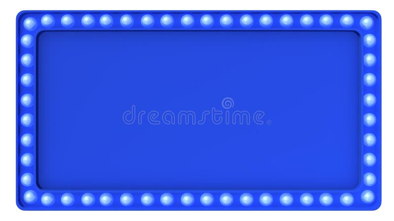 Blue Marquee Light Board Sign Retro On White Background. 3d Rendering ...