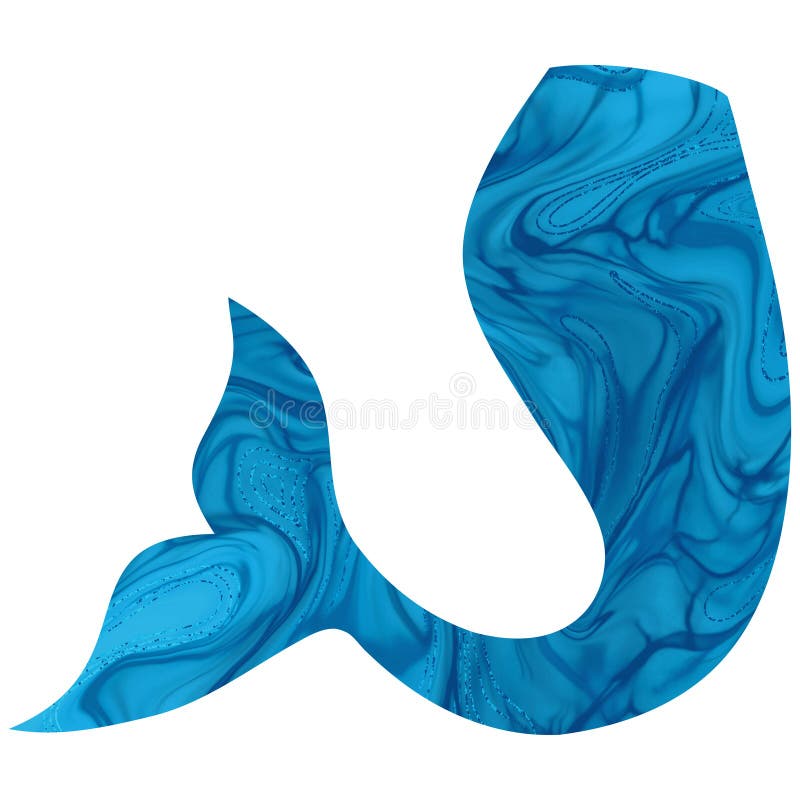 Download Blue Mermaid Tail Hand-drawn Illustration. Stock ...