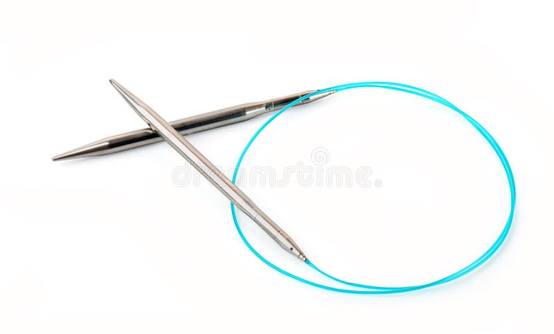 Blue Metal Circular Knitting Needles Stock Photo - Image of hobby ...