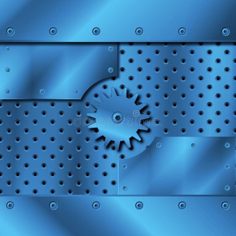 Blue metal plate and gears