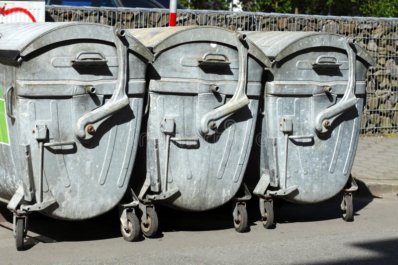 Blue metal reciyling bins stock image. Image of valuable 96254093