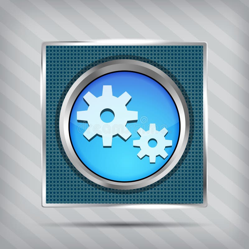 Metallic Icon with Gear on Knob Stock Vector Illustration of