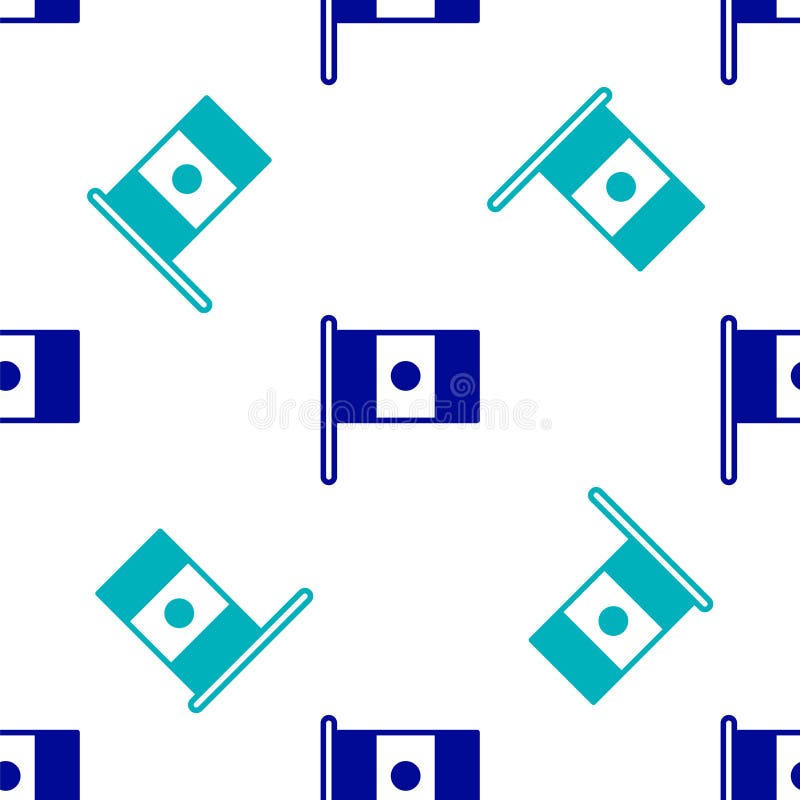 Blue Mexico flag on flagpole icon isolated seamless pattern on white background. Vector vector illustration