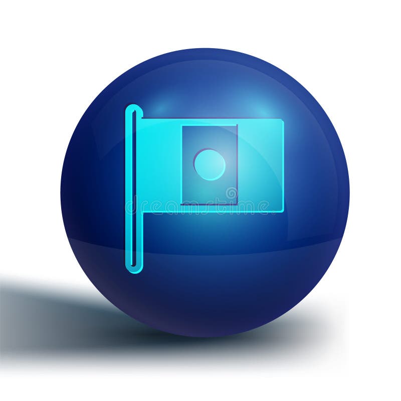 Blue Mexico flag on flagpole icon isolated on white background. Blue circle button. Vector vector illustration