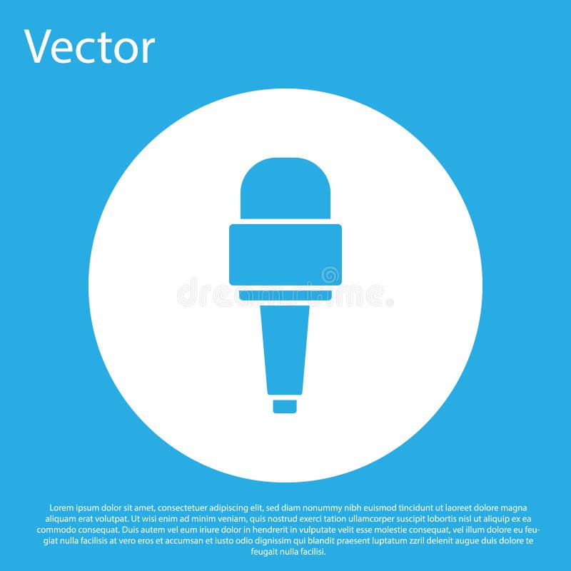 Blue Microphone Icon Isolated on White Background. on Air Radio Mic