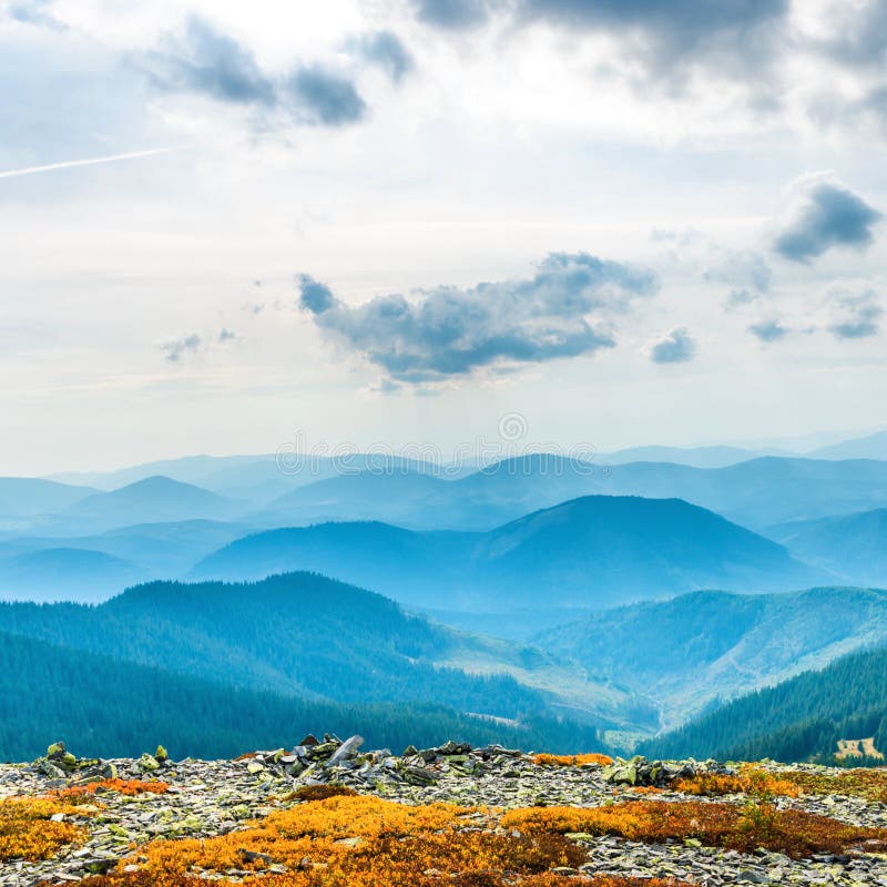 Blue Mist Mountains Landscape Stock Photo Image Of High Peak 238721226