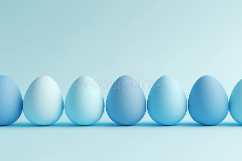 Blue monotone eggs are placed on a blue background to create a minimal Easter concept idea royalty free stock photography