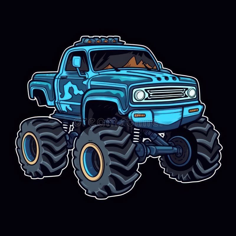 Black Cartoon Monster Truck Sticker