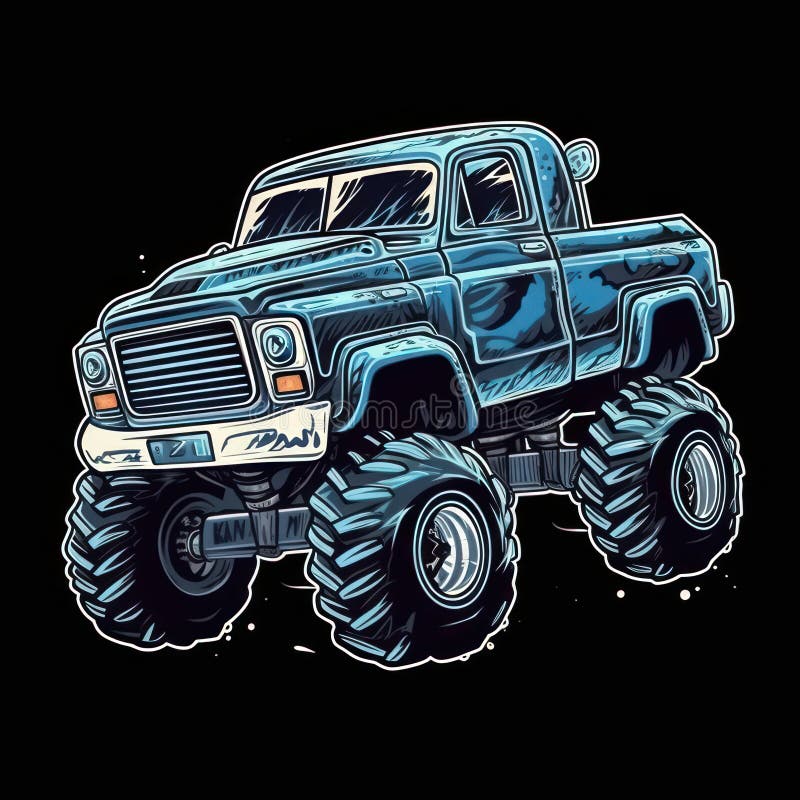 Black Cartoon Monster Truck Sticker