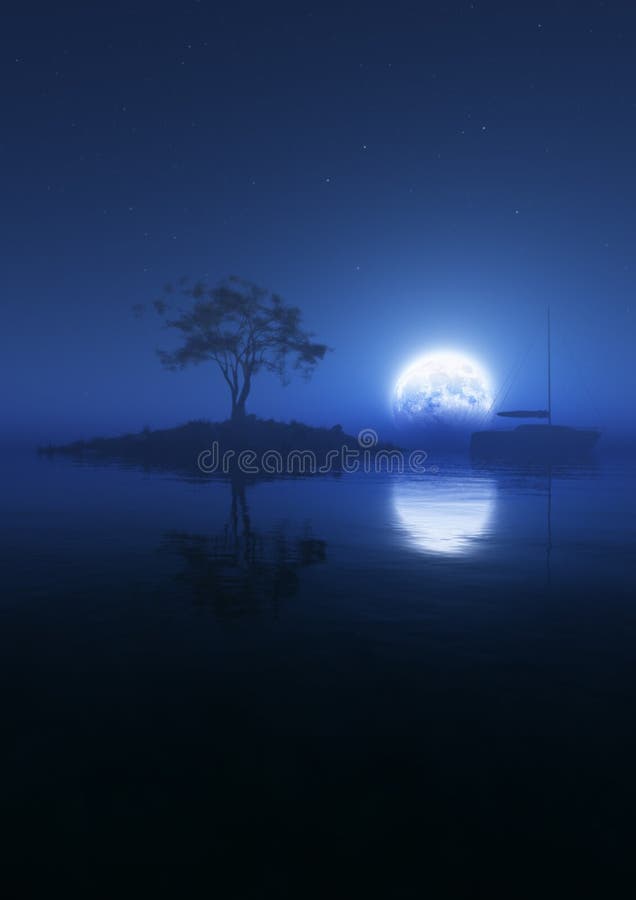 Blue Moon Light Sails Vertical stock illustration