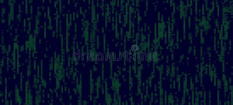 Blue mosaic background in technology concept. Abstract green LED squares. Dark pixel grid background. Vector vector illustration