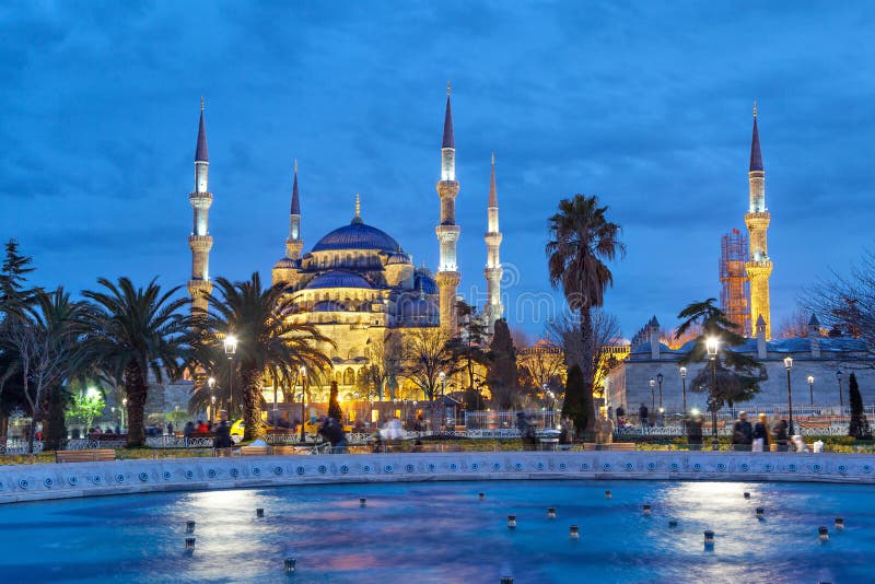 The Blue Mosque in the evening royalty free stock photography