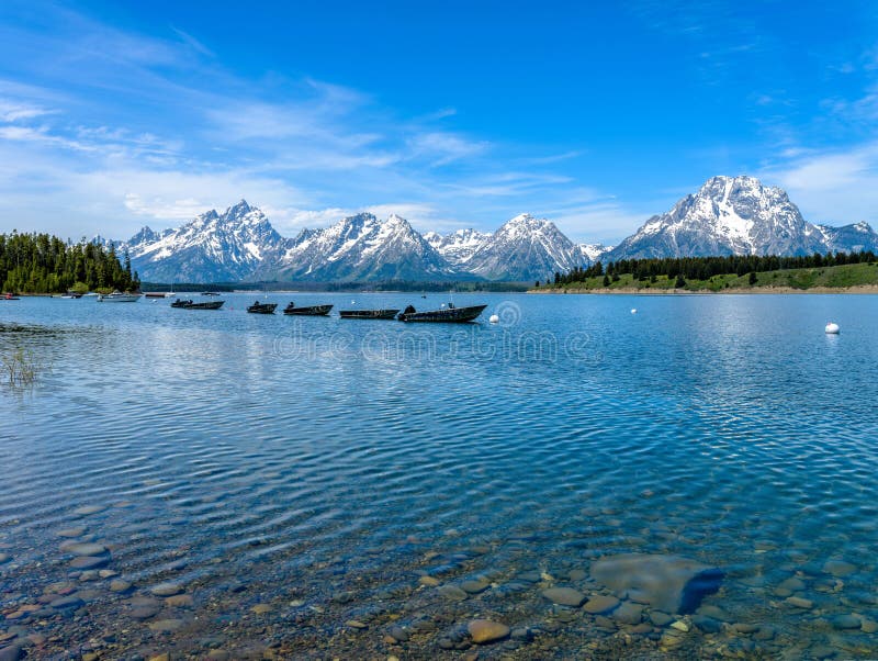 Blue Mountain Lake at Grand Teton National Park Stock Image - Image of ...