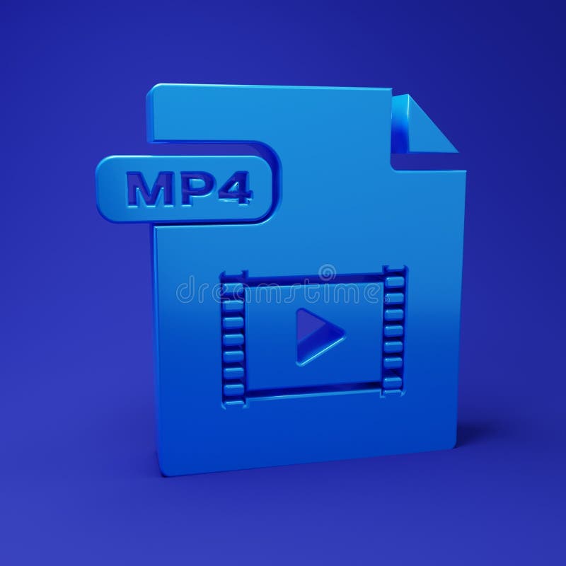 Blue MP4 file document. Download mp4 button icon isolated on blue background. MP4 file symbol. Minimalism concept. 3D stock illustration