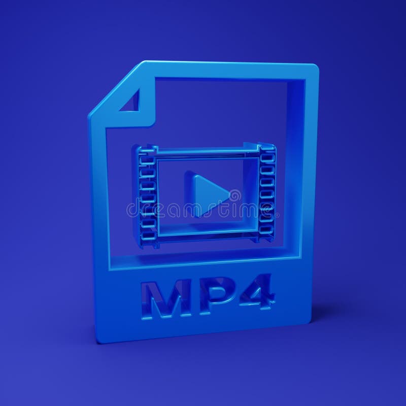 Blue MP4 file document. Download mp4 button icon isolated on blue background. MP4 file symbol. Minimalism concept. 3D stock illustration