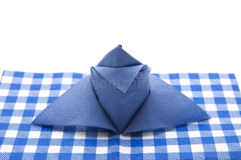 Blue napkin folded