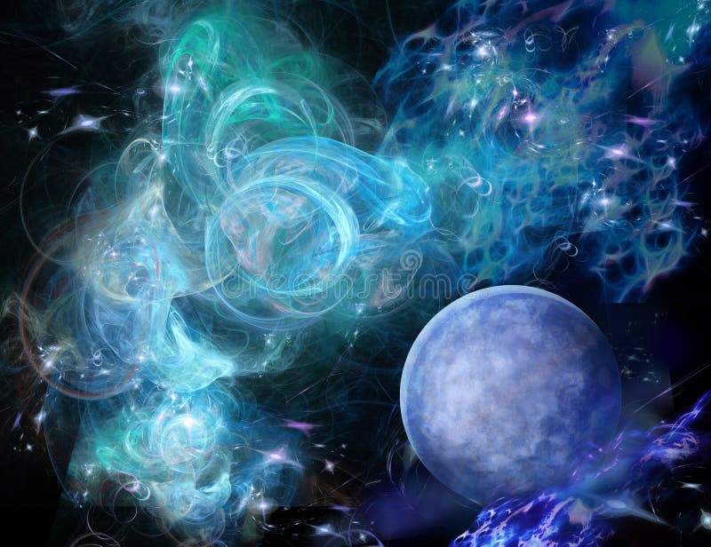 Blue nebula and planet royalty free illustration