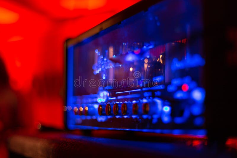Blue Neon Amplifier on Stage Stock Photo Image of color, glowing